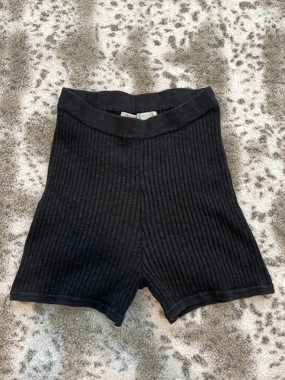Free People Black Ribbed Bike Shorts